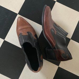 Vintage Dingo Flame Leather Ankle Western Boots